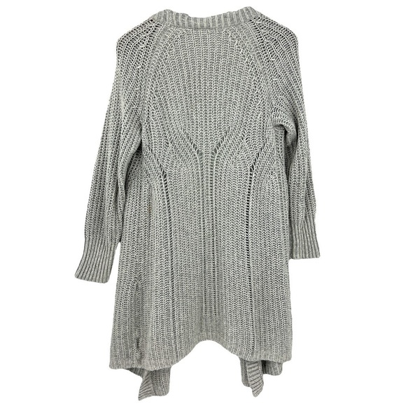 Anthropologie Moth long Midi Light Gray open knit cardigan SZ M - Picture 3 of 10
